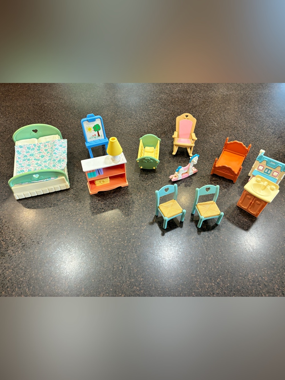 Vintage Fisher Price Loving Family Dollhouse Furniture Lot 10 Pc 1990s